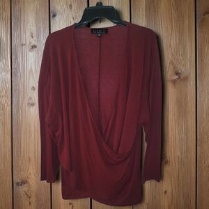 Eloquii Burgundy Drape Front Blouse